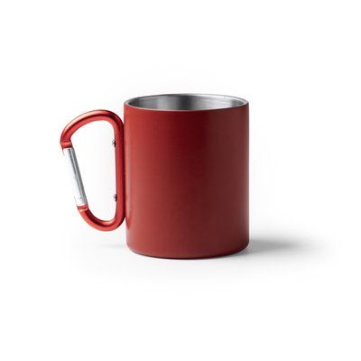 Taza de acero reciclado con mosquetón Rojo