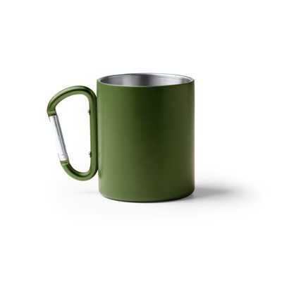 Taza de acero reciclado con mosquetón Verde Oscuro