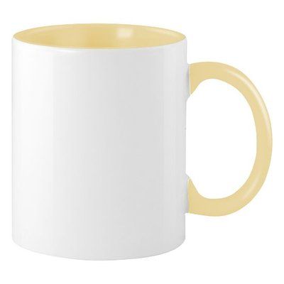 Taza Cerámica 300ml Sublimación Interior y Asa Color Beige