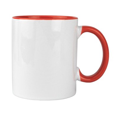 Taza Cerámica 300ml Sublimación Interior y Asa Color Rojo