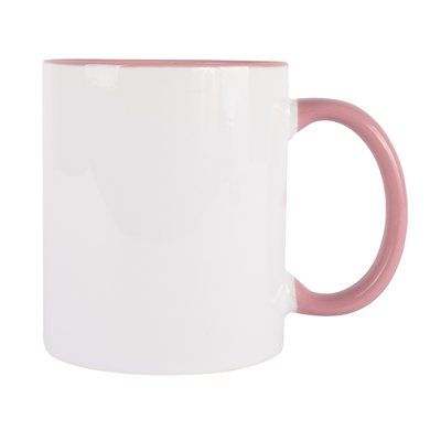 Taza Cerámica 300ml Sublimación Interior y Asa Color Rosa