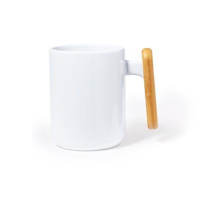 Taza Cerámica 480ml Asa Bambú