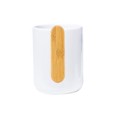 Taza Cerámica 480ml Asa Bambú