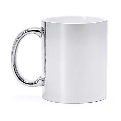 Taza cerámica acabado oro y plata especial láser Plata
