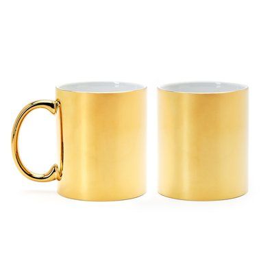 Taza cerámica acabado oro y plata especial láser