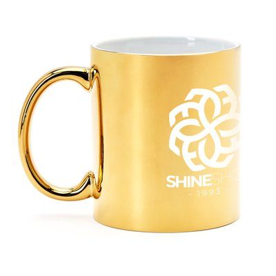 Taza cerámica acabado oro y plata especial láser