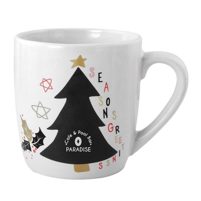 Taza Cerámica con Árbol Navideño de Pizarra