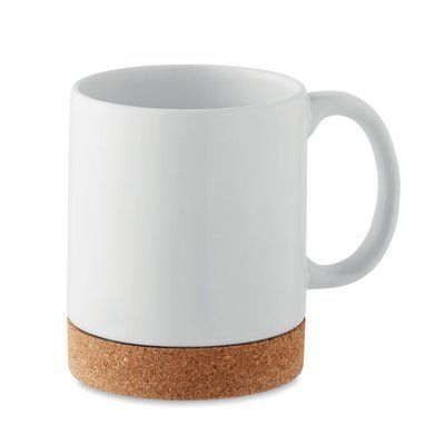 Taza Cerámica con base de Corcho Blanco