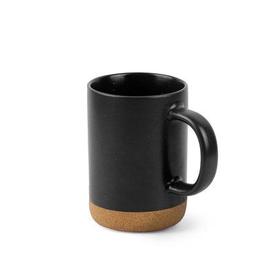 Taza de cerámica con base de corcho extraíble Negro
