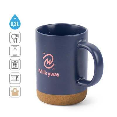Taza de cerámica con base de corcho extraíble