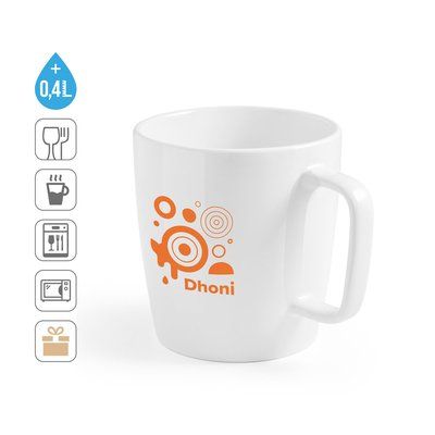 Taza Cerámica Blanca Brillo 450ml