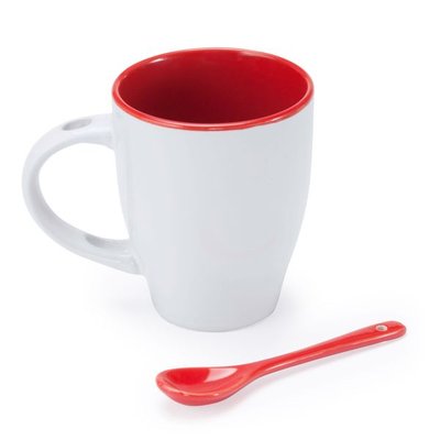 Taza de cerámica con cuchara 350 ml