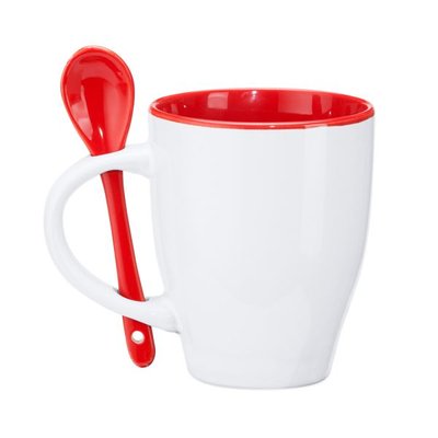 Taza de cerámica con cuchara 350 ml