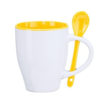 Taza de cerámica con cuchara 350 ml