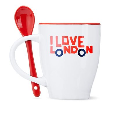 Taza de cerámica con cuchara 350 ml