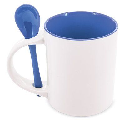 Taza Cerámica Interior y Cuchara de Color