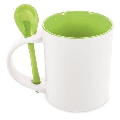 Taza Cerámica Interior y Cuchara de Color