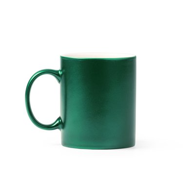 Taza de cerámica marcaje láser dorado Verde Helecho