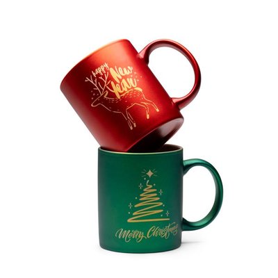 Taza de cerámica marcaje láser dorado