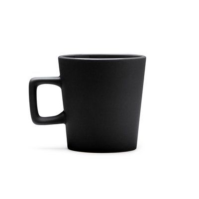 Taza de cerámica mate con asa cuadrada Negro