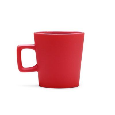 Taza de cerámica mate con asa cuadrada Rojo