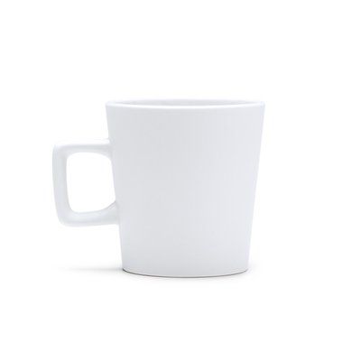 Taza de cerámica mate con asa cuadrada