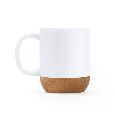 Taza de cerámica mate con base de corcho Blanco
