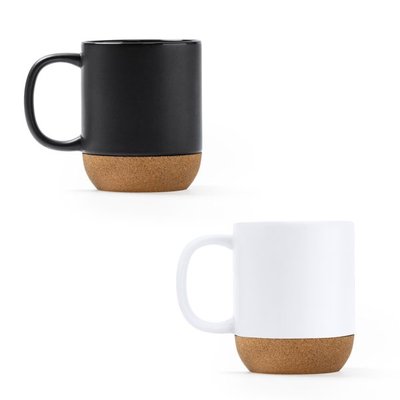 Taza de cerámica mate con base de corcho