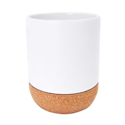 Taza de cerámica mate con base de corcho