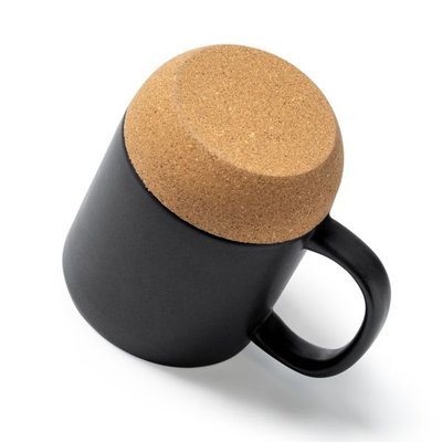 Taza de cerámica mate con base de corcho