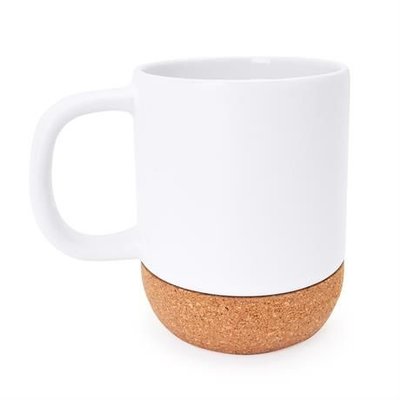 Taza de cerámica mate con base de corcho