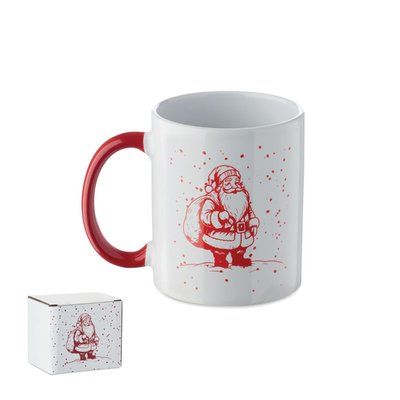 Taza cerámica con motivos navideños Blanco/Rojo
