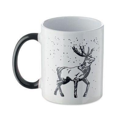 Taza cerámica con motivos navideños Negro