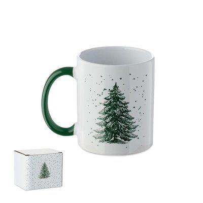 Taza cerámica con motivos navideños Verde