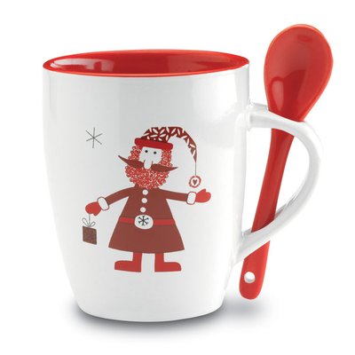 Taza Cerámica Papá Noel 250ml con Cuchara