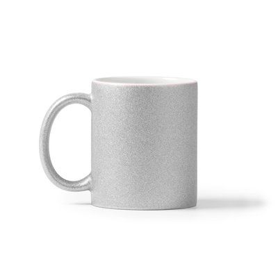 Taza de cerámica con purpurina 350ml Plata