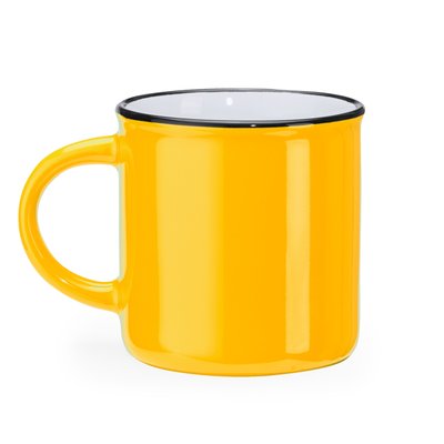 Taza de cerámica retro 300ml Amarillo/Blanco