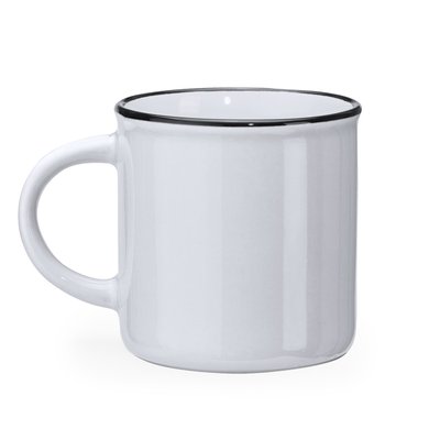 Taza de cerámica retro 300ml Blanco/Blanco