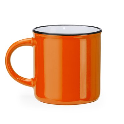 Taza de cerámica retro 300ml Naranja/Blanco