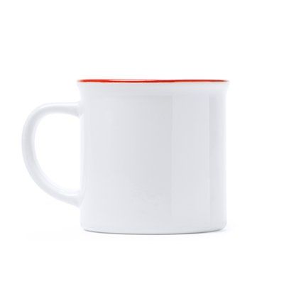 Taza cerámica retro para sublimar 300ml Blanco/Rojo