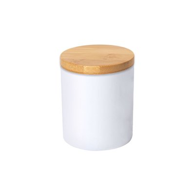 Taza de cerámica con tapa de bambú y acabado mate