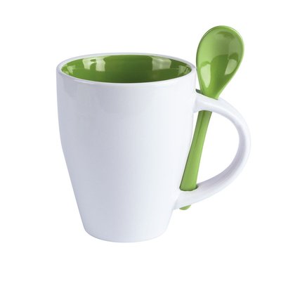 Taza cónica personalizable con cuchara Verde