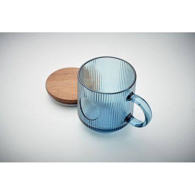 Taza de cristal acanalado con tapa 300ml