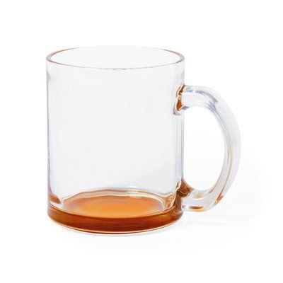 Taza cristal de 350ml personalizable por 1 cara Naranja