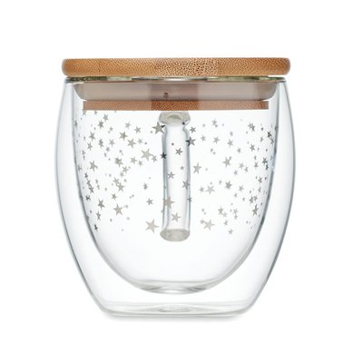 Taza Cristal Doble Pared con Estrellas 220ml