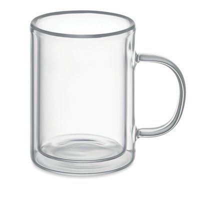 Taza Cristal Sublimable con Doble Pared 225ml Transparente