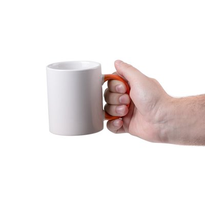 Taza de 370ml con asa de color, personalizable por 1 cara