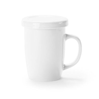 Taza de cerámica personalizada con tapa para el té Blanco