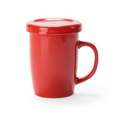 Taza de cerámica personalizada con tapa para el té Rojo