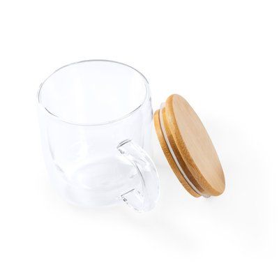 Taza doble pared de cristal con tapa